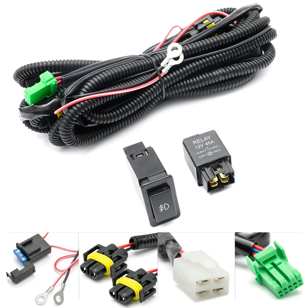 H11 H8 880 Fog Wiring Harness Kit For 1998-2004 Nissan Frontier Xterra Titan Altima Maxima With On/Off Switch & 40A Relay Light 6493810687716