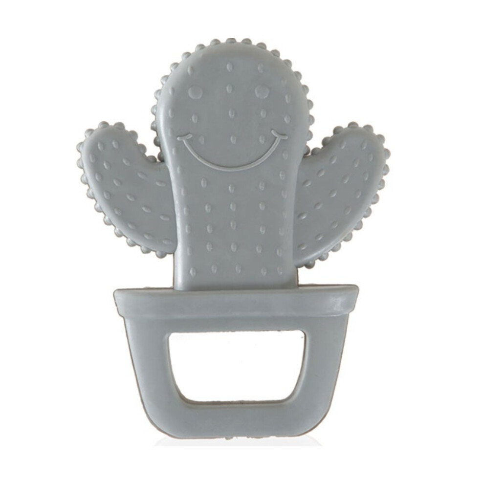 Babyjem Soft Teether Cactus Shape, For 3+ Months Baby|Soft texture soothes sore gums without irritation - Grey