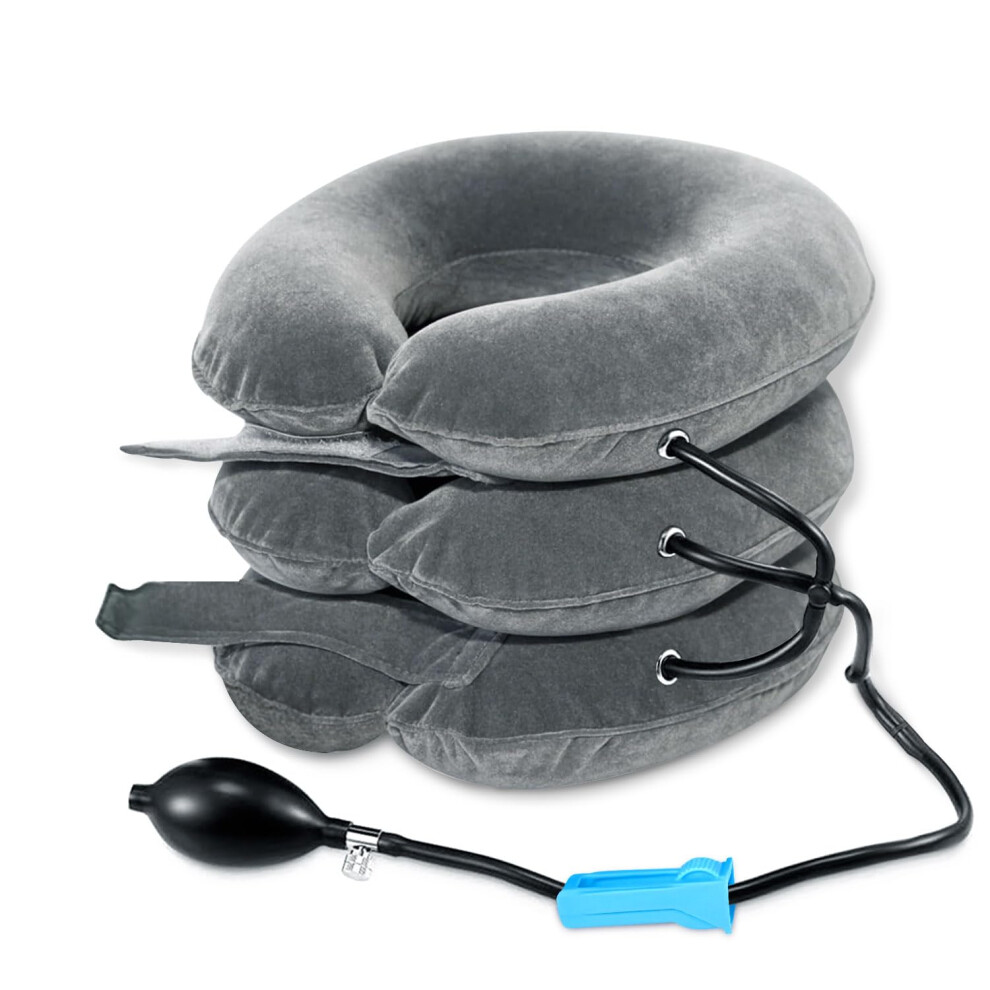 Cervical Neck Inflatable Traction Device Adjustable Neck Stretcher Pillow for Chronic Pain Relief and Spine Alignment