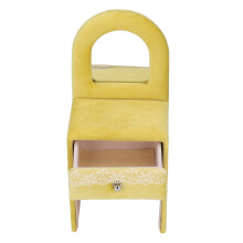 Mini-Stuhl Weiches Flanell Puppenhausmöbel Dekoration Schmuck Aufbewahrungsbox Cremegelb Schminktisch (17,8 x 7,9 x 6,6 cm)