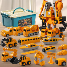 Magnetic Transform Engineering Car Assembled Toy Set with Storage Box for Toddlers Age 3-5, 35 Pieces Outdoor Activity Blocks