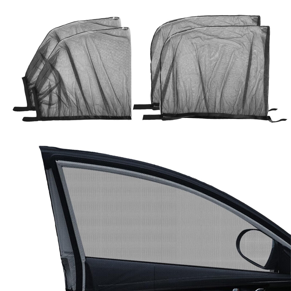 Car Side Window Shade 4pcs Stretchy Mesh Sun Shade Mosquito Net Cover for Car Camping XL Privacy Heat Reduction