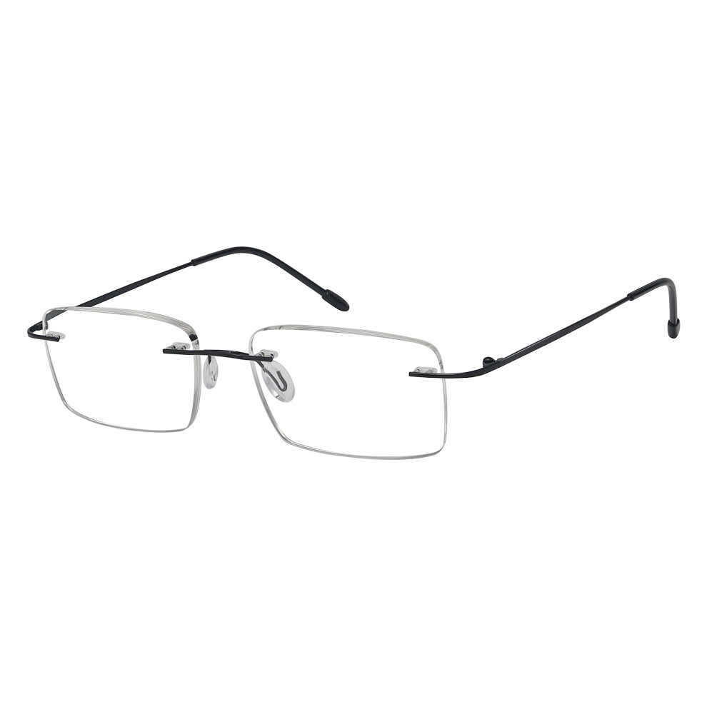 Black Frameless Reading Glasses For Men - Rectangle Rimless Reader Eyeglasses +1.00 Magnification, Lightweight Design