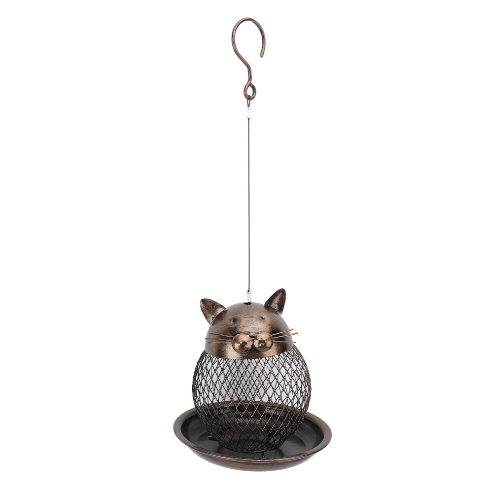 Hanging Bird Feeder Iron Squirrel Proof Retro Cat Shaped Metal Mesh Outdoor Wild Bird Feeder for Garden Décor