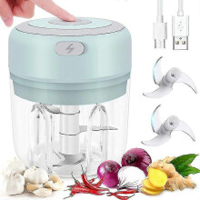 Robot culinaire électrique avec mini hachoir à oignons 250ml pour l'ail, les oignons, les légumes, la viande, la viande hachée et la purée