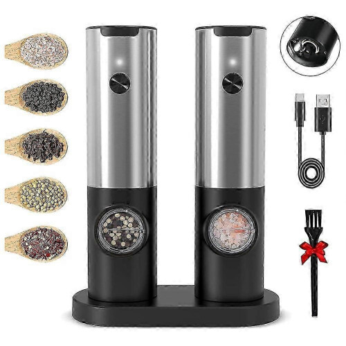 Moulin à sel et à poivre électrique rechargeable par USB avec couvercle anti -poussière