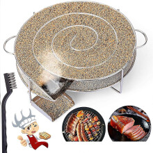 Koude Rookgenerator Koude Rook Generator Koud Roken Bbq Ronde Roestvrij Staal Voor Grill & Roker, Zalm Koude Roker Met Borstel & Haak