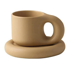 Caneca de cerâmica Chubby Café Caneca Bonito Chávena de Chá com Pires Novidade Bonito Fat Handle Cup set for Home Dec