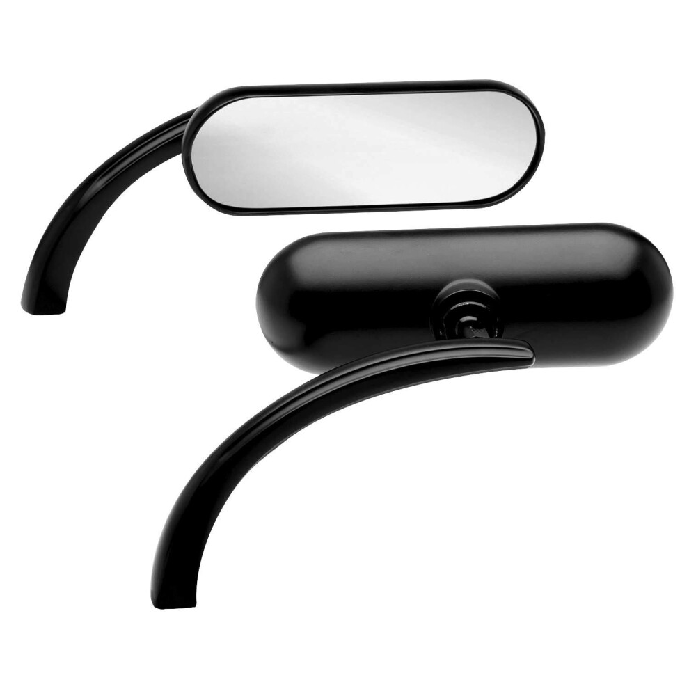 13-412 Left-Side Mini Oval Mirror For Harley-Davidson Motorcycles, Finish, Oem Replacement Part Black 6482260662695