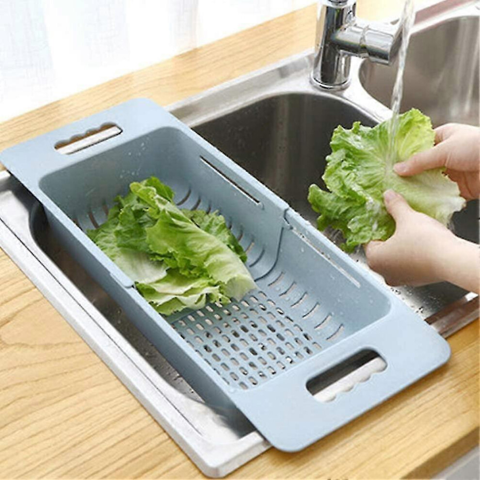 Collapsible Colander Kitchen Extendable Strainer Food Fruits Vegetables Noodle Pasta Drain Basket Space-saver Portable Drainer Over Sink,Blue 1 1-image-OPC-PJNHC2V-NEW