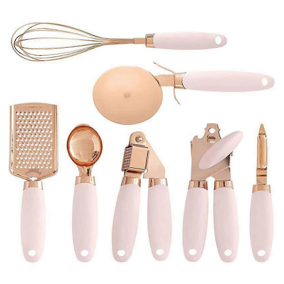 7Pcs Kitchen Gadget Set with Soft Handle Garlic Press Vegetable Peeler Pizza Cutter Ice Cream Spoon-image-OPC-PJNHC76-NEW