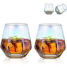 Diamond Whiskey Glasses 2 Pack Suco Copos Tilt Scotch Whisky Glasses 300ml Whiskey Glassware Modern Look