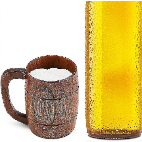 Handgefertigter Bierkrug aus Holz - Eiche Handwerkskunst, strapazierfähig 1