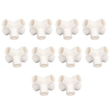 10 Stück PVC 20 mm 5-Wege-Rechtswinkel 3D-Eckverbinder Weiß