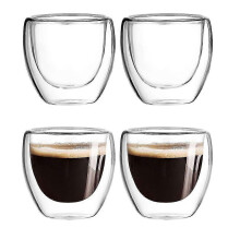 Neue 1/4/6pcs Doppelwandige Schnapsglas Doppelwandige Espresso-Kaffeetasse 80ml / 250ml / 350ml / 450ml