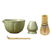 Match-Schale mit Ausguss und Schneebesen, Matcha-Kugel Matcha Chasen Halter 4-teiliges perfektes Matcha-Kit für Matcha-Tee-Zeremonie