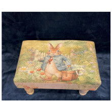 Peter Rabbit Small Rectangular Padded Linen Footstool
