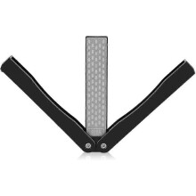 Faca afiadora, dobra dupla face Sharpener pedra Whetstone tesoura pedras afiação Grindstone Hone Pocket Tool (preto)