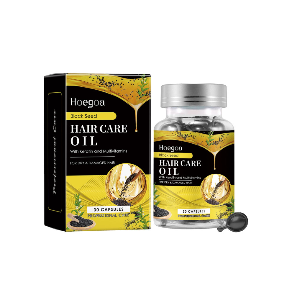 Black (30Capsules) Sesame Oil Hair Care Capsules Nourishing Soft Repair Dry Frizzy And Smooth Hair Care Essential Oil