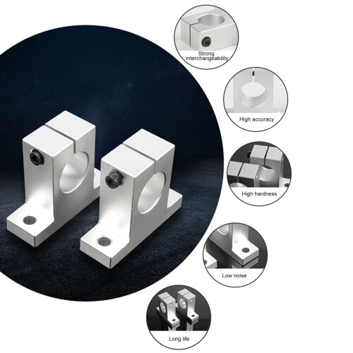 4 piezas SK10 Abrazadera de riel plateada para varilla de 10 mm 2