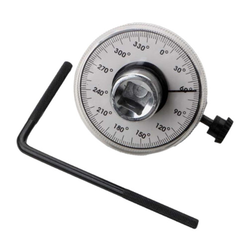 Torque Angle Gauge 1/2 Drive Torque Wrench Angle Meter 360 Adjustable Automotive Tool Silver for Dad