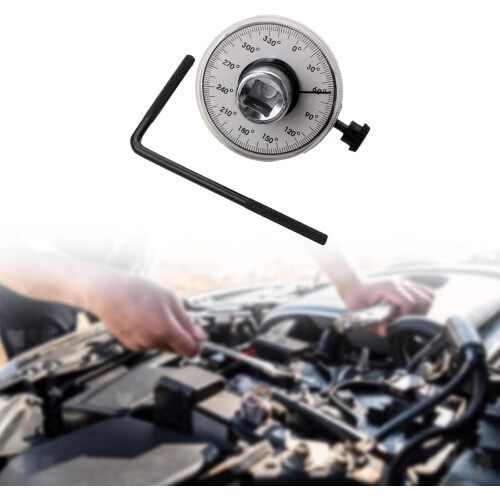 Torque Angle Gauge 1/2 Drive Torque Wrench Angle Meter 360 Adjustable Automotive Tool Silver for Dad 2