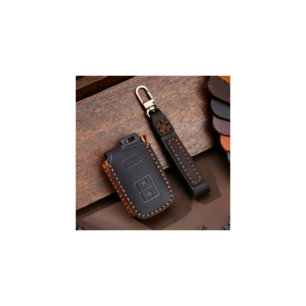 Leather Smart Car Key Cover Case Fob Holder Compatible For Toyota 4Runner Tundra Tacoma Leather Design Black 6493810689000