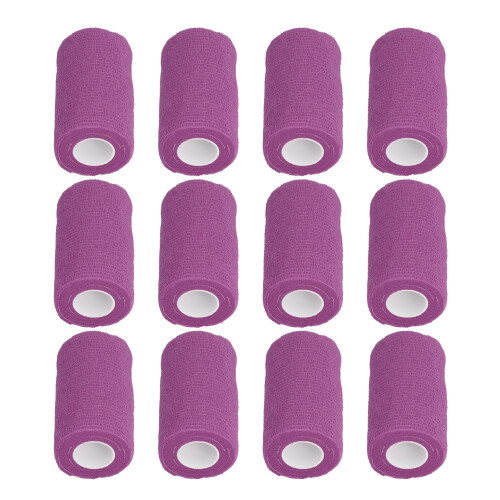 12 piezas de vendaje elástico autoadhesivo de 10 cm, morado, látex