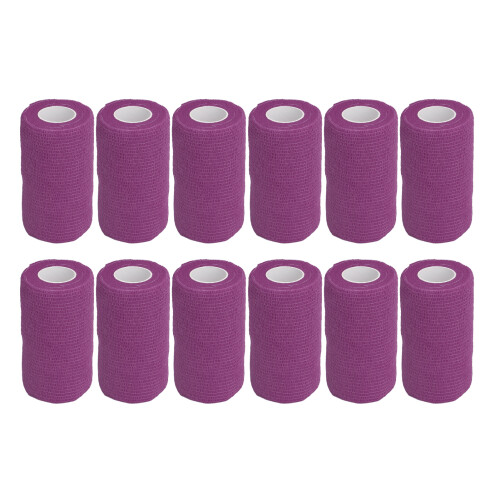 12 piezas de vendaje elástico autoadhesivo de 10 cm, morado, látex 1