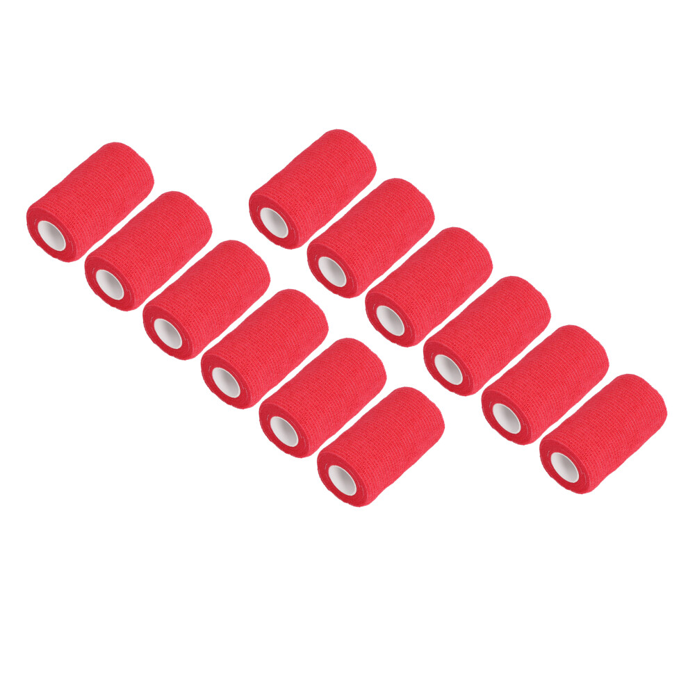 Red 10Cm Natural Latex 12Pcs Bandage Wrap For Dogs Cats Horses - Adhesive