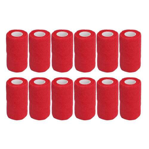 12 piezas de vendaje elástico 410 g 10 cm rojo autoadhesivo 1