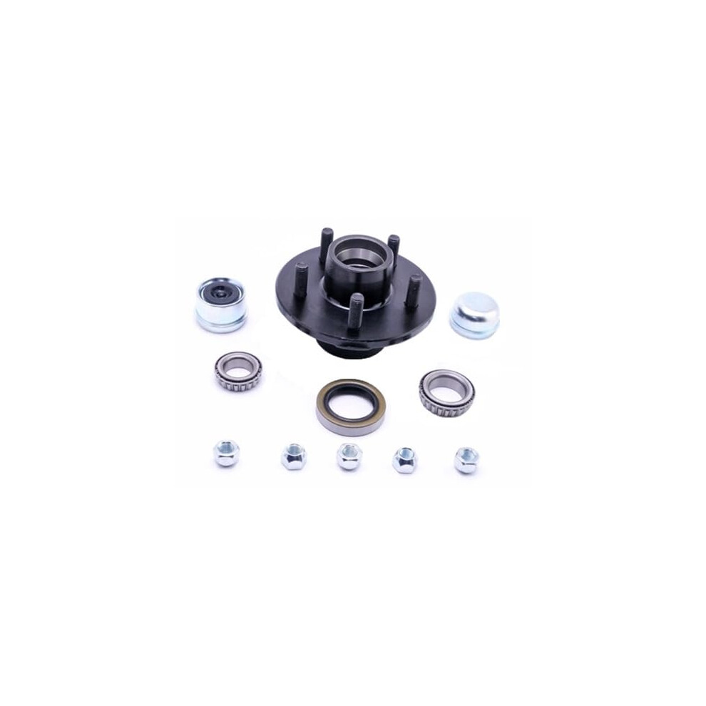 Complete Pre-Greased Idler Hub Assembly For 3.5K Trailer Axle 545 Bolt Circle With Seal, Bearings, Cap, And Lug Nuts 6947110173078
