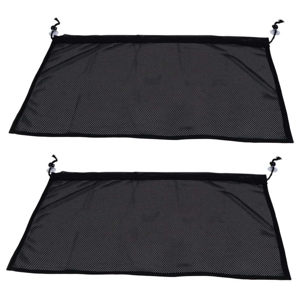 Car Side Window Sun Shade Curtain 2Pcs Uv Protection Auto Sunshade Blocks Heat Glare Universal Fit Color Black 6493810689208