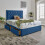 (4ft, 2 Drawers Same Side, Blue) Luxury Plush Velvet Divan Bed With Chesterfield Bumper Headboard 1