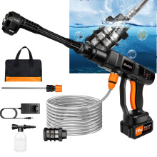Cordless Pressure Washer 21V 3.0Ah Battery 45bar 652psi Portable High Pressure Cleaner with 6 in 1 Nozzle for Car Garden Patio Window Floor
