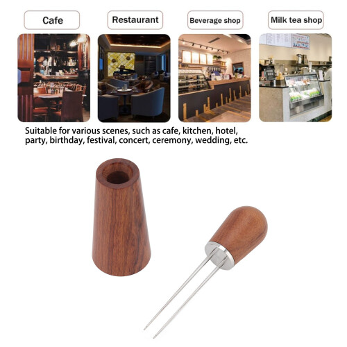 Natural Wood Handle Coffee Powder Stirring Needle Tool, 7.5cm 2