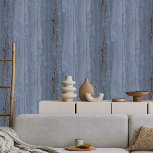 DEBONA Blue Marble Metallic Wallpaper Gold Shimmer Textured