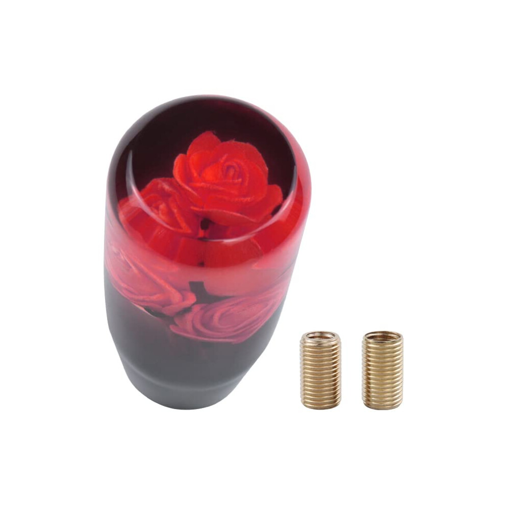 Universal 10Cm Jdm Manual Car Gear Shift Knob With Clear Real Flowers - Stylish, Durable, Compatible With Most Vehicles Red 6493810689260