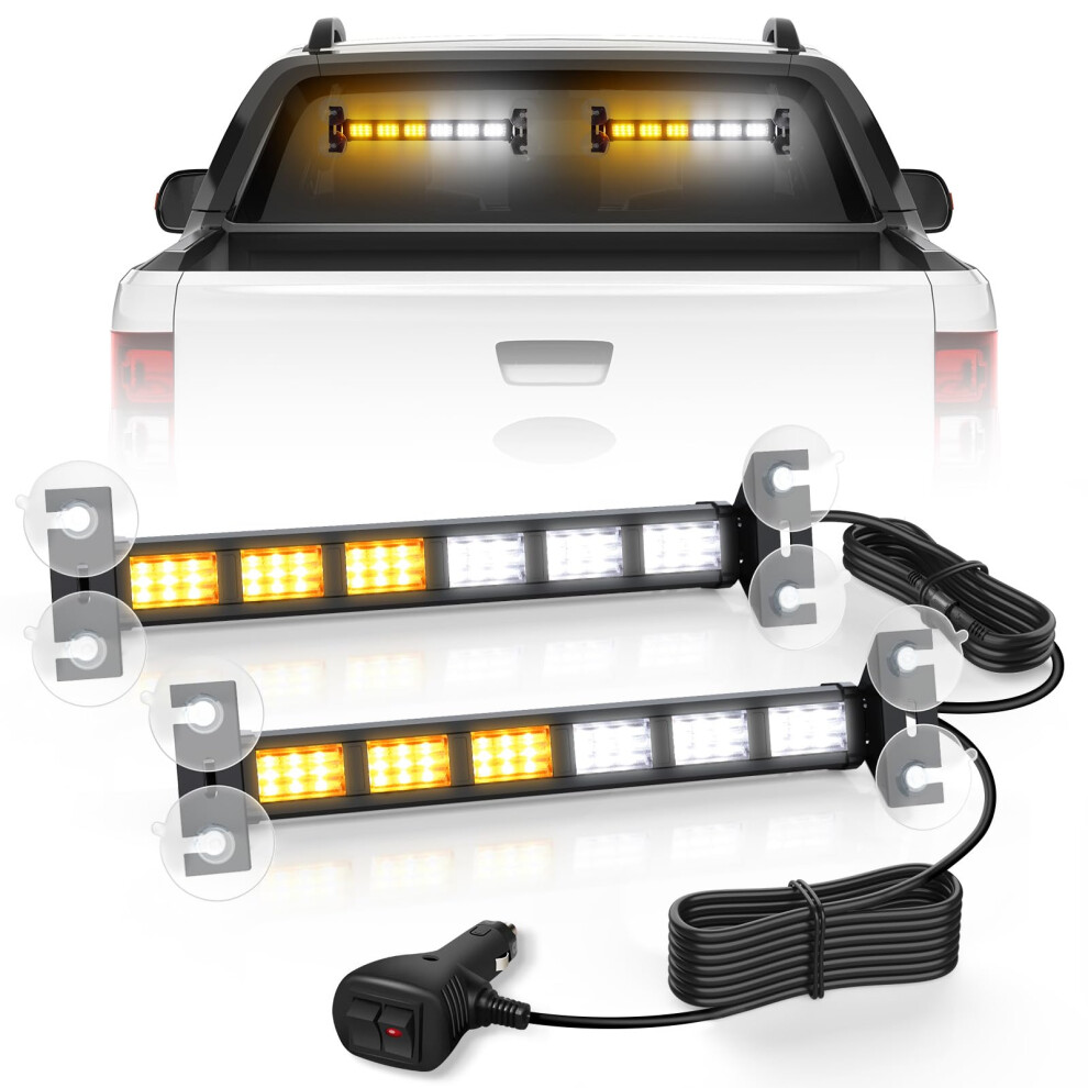 Emergency Dash Strobe Lights For Trucks, 36 Led Flashing Warning Bars, 2X12 Inch Traffic Advisor For Construction Vehicles Amber/White/Light 6482260663890