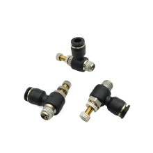 3PCS Push In Quick Connector Elbow Pneumatic Throttle Valve Speed Control Regulating Valve 6mm Tube 1/8 1/4 1/2 Male Thread SL6 01
