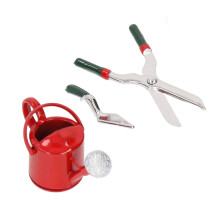 Puppenhaus-Gartenwerkzeug 1:12 Wasserkanne Spaten Schere Robustes Legierungs-Miniatur-Gartenwerkzeug für Puppenhaus Rot