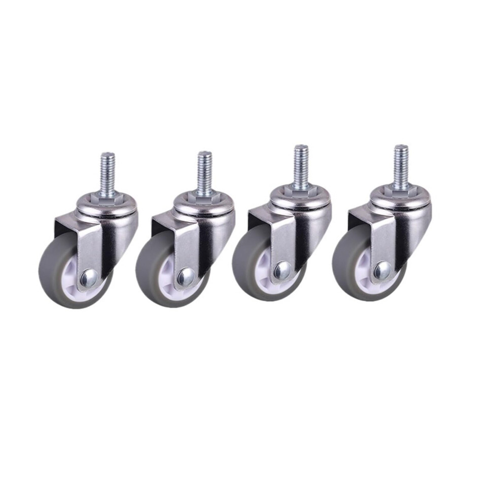 1 Inch Gray Tpe Screw Caster - 4 Pieces Swivel Casters With M6 Silent Wheels, 25Mm Diameter For Household Use 6493810689376