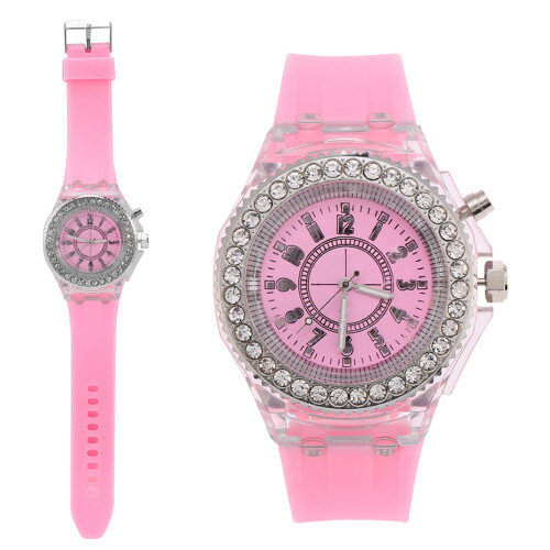 Female Children LED Back Light Quartz Round Watch 2
