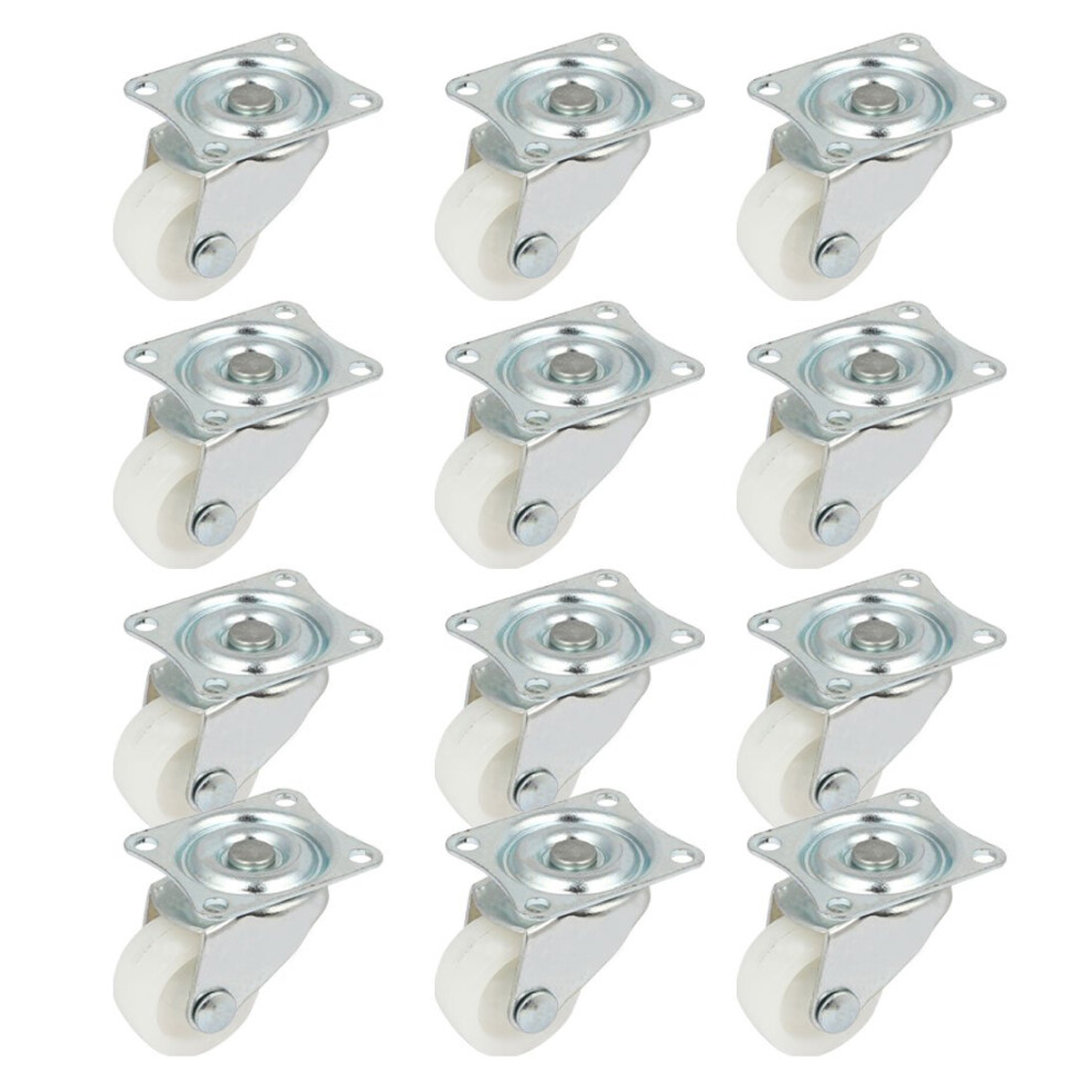 Furniture Office Caster Wheels 25Mm Plate Swivel Trolley Wheels White 12Pcs Set For Chair And Furniture Mobility 6493810689437