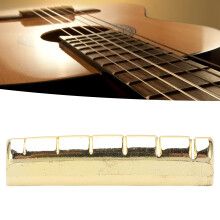6-Saiten-Gitarrensattel Ersatz Tragbar 43mm Vorbefräst Gold Metall Folk-Gitarrensattel
