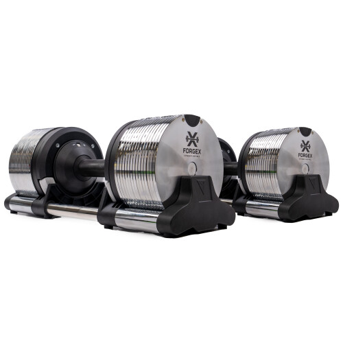 FORGEX 24kg Premium Adjustable Dumbbells 1kg Increments (3-24kg) Pair