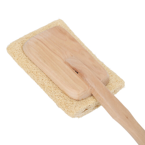 Cepillo de baño de lufa con mango de madera desmontable y largo 2