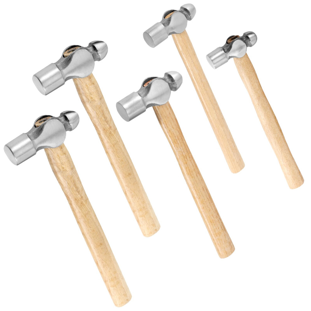 5Pcs Ball Peen Hammer Set With Wooden Handles, 8Oz To 48Oz Carbon Steel Hammers For Metalwork, Workshop Repair, Riveting 6947110174662