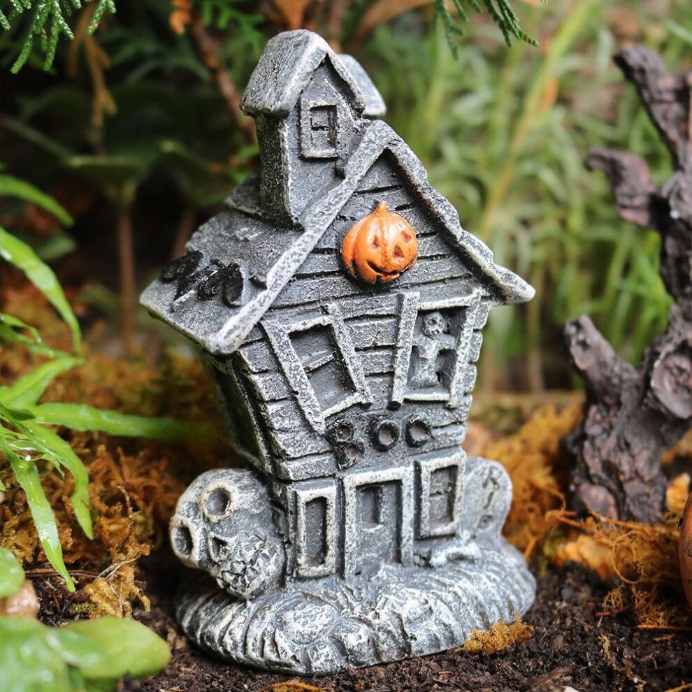 Halloween Mini Haunted House Decoration - LED Glowing Skeleton Pumpkin Ornaments for Fairy Garden - Tiny Size Halloween Accessories-image-OPC-PJNHYJZ-NEW
