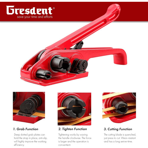 Poly Strapping Tensioner and Cutter Manual Banding Tools for 1/2" to 3/4" Width Polyester and Polypropylene Strap 2